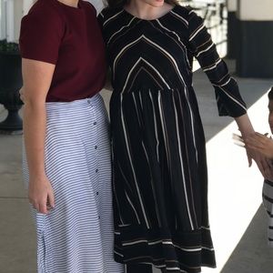 Black striped midi dress